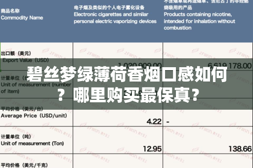 碧丝梦绿薄荷香烟口感如何？哪里购买最保真？
